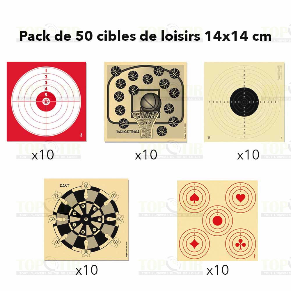 Lot de 100 cible cartonnées 14 X 14 cm pour porte cible réf 16930-16929