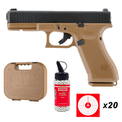 Pack pistolet Glock 17 Gen5 cal. 6mm GBB 1 joule coyote