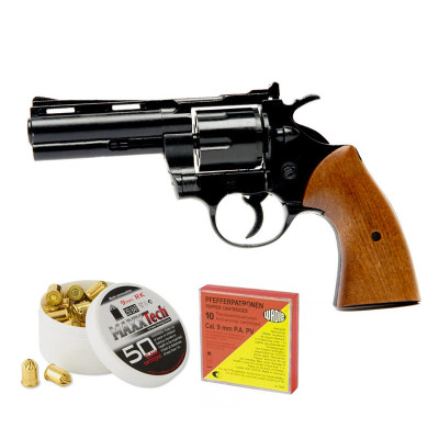 Revolver BRUNI Python Noir crosse bois cal. 9 mm + munitions