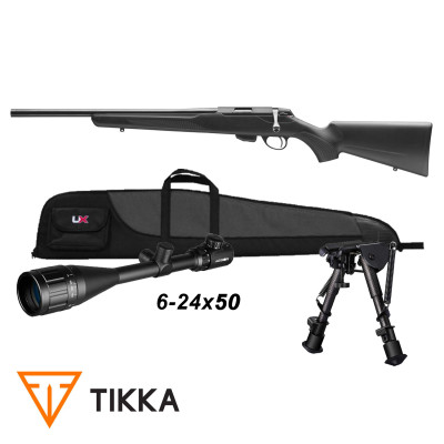 Pack carabine Tikka modèle T1X calibre 22 LR noir + lunette de visée 6-24x50